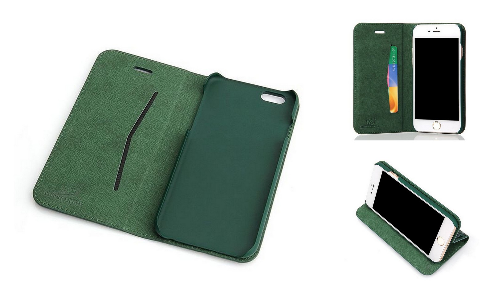 Green Fierre Shann Crocodile Genuine Cow Leather Wallet iPhone 6 & 6S Case