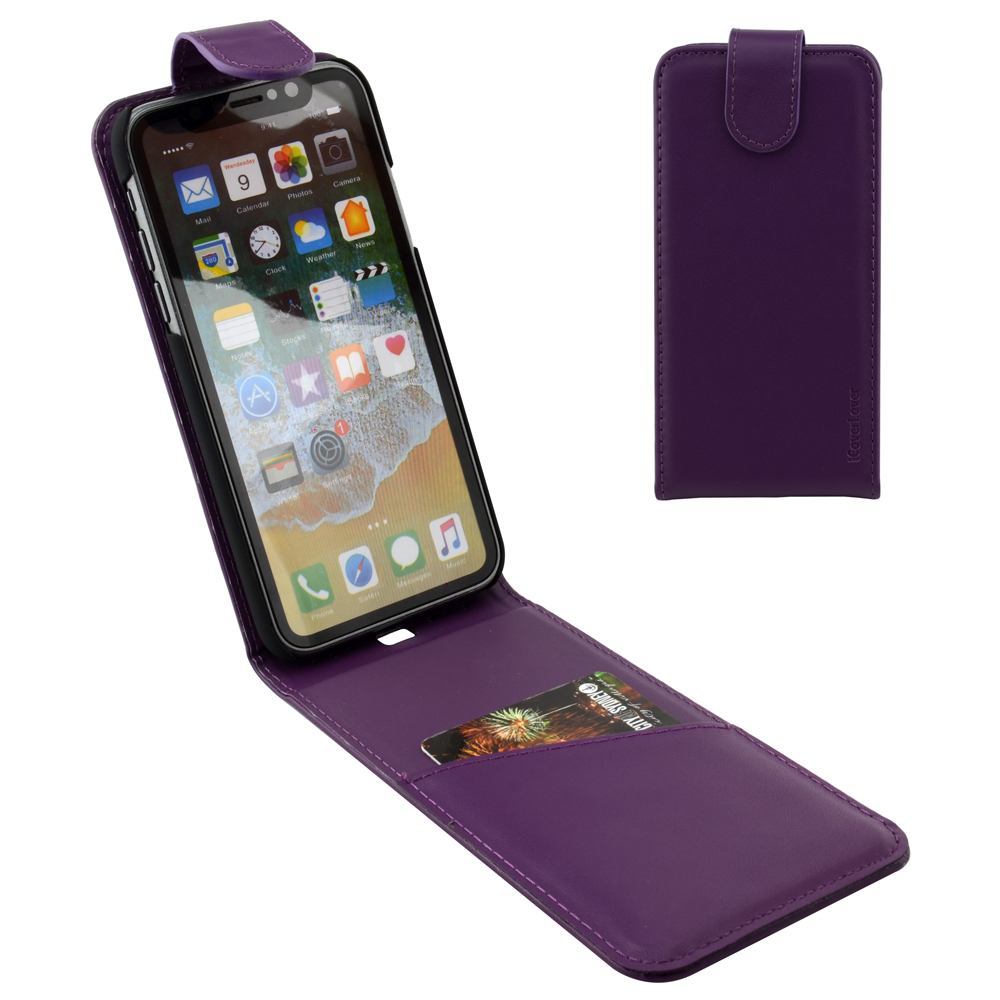 iCoverLover Purple Vertical Flip Genuine Leather iPhone XS & X Case