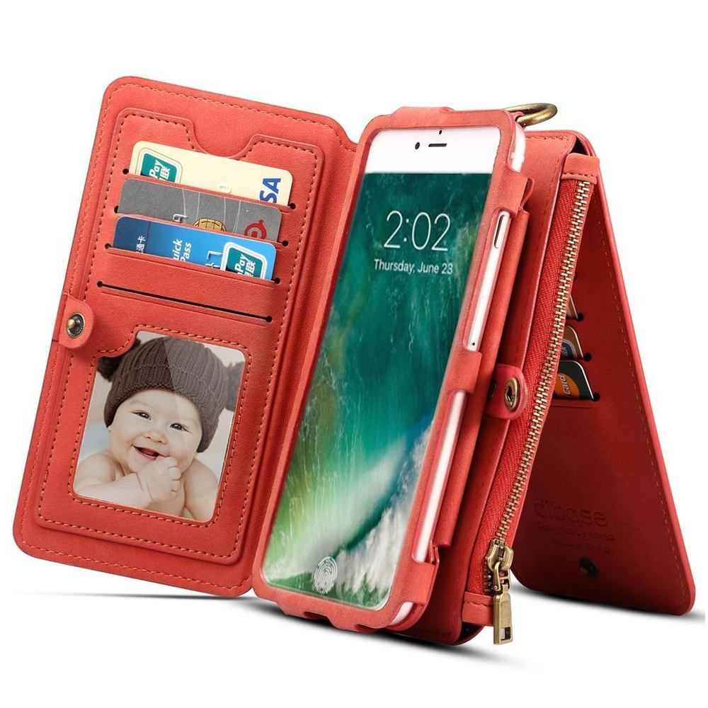 Red Sheep Texture Leather Wallet iPhone XS & X Case