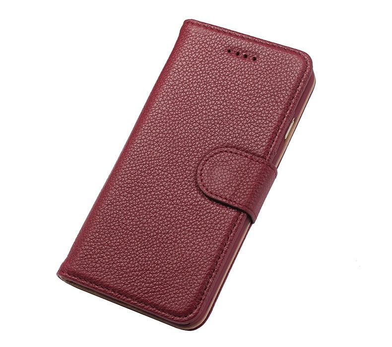 iPhone 6S & 6 Case Red Fashion Cowhide Genuine Leather Wallet with Card and Cash Compartments