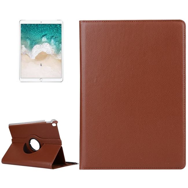 iPad Air 3 (2019) Case Brown Lychee Texture 360 Degree Spin PU Leather Folio Case with Precise Cutouts, Built-in Stand