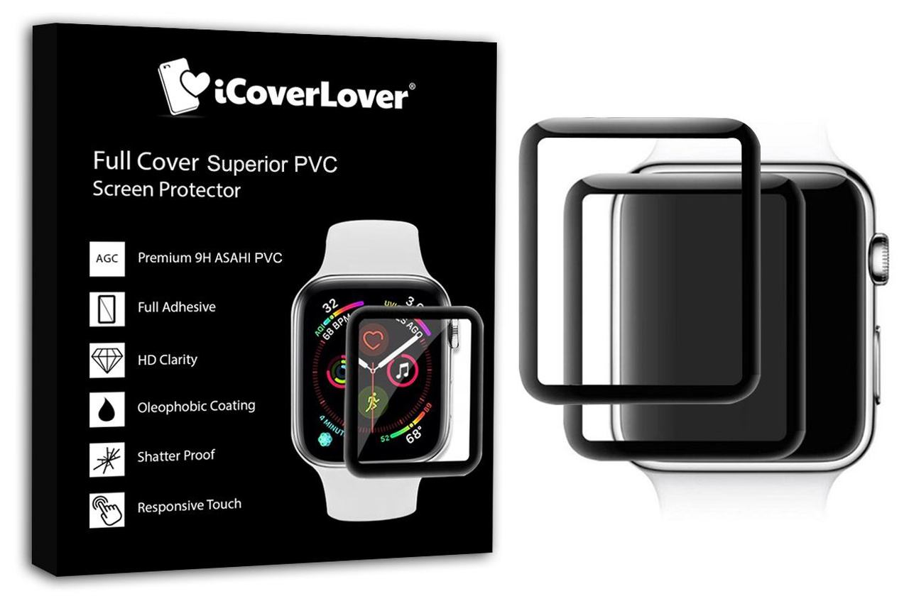 2-Pack Black Apple Watch 44mm Full 3D Edge to Edge Superior Tempered Glass Screen Protector