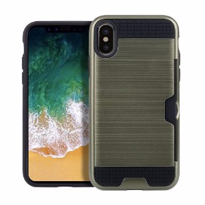 Army Green Brushed Card Slot Armor iPhone 8 Case