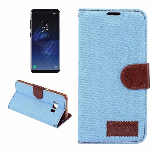 Baby Blue Denim Texture Leather Wallet Samsung Galaxy S8 PLUS Case