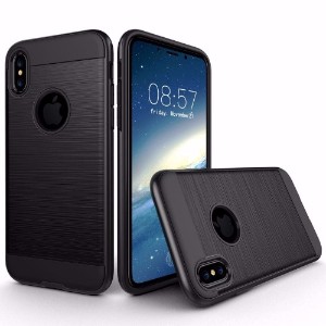 Black Brushed Texture Armor iPhone X Case