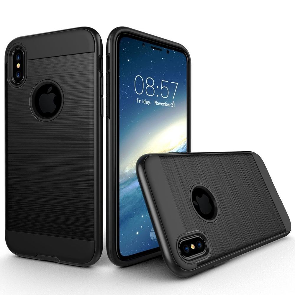 Black Brushed Texture Armor iPhone X Case