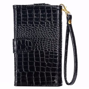 Black Crocodile Texture Leather Wallet iPhone 8 & 7, 5, 6, Samsung S6, S6 EDGE Bag