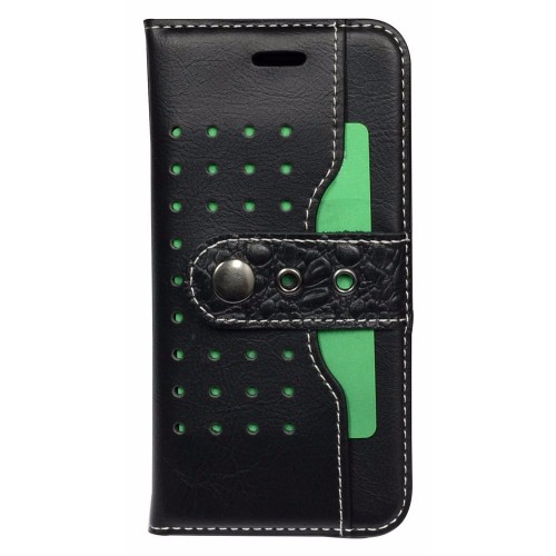Black Fierre Shann Buckle Leather Wallet iPhone 8 & 7 Case