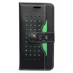 Black Fierre Shann Buckle Leather Wallet iPhone 8 PLUS & 7 PLUS Case