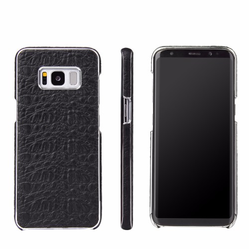 Black Fierre Shann Crocodile Electroplating Genuine Leather Samsung Galaxy S8 Case
