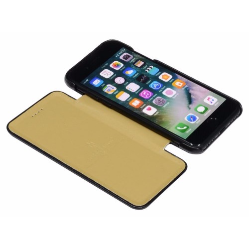 Black Fierre Shann Genuine Leather Flip iPhone 7 Case