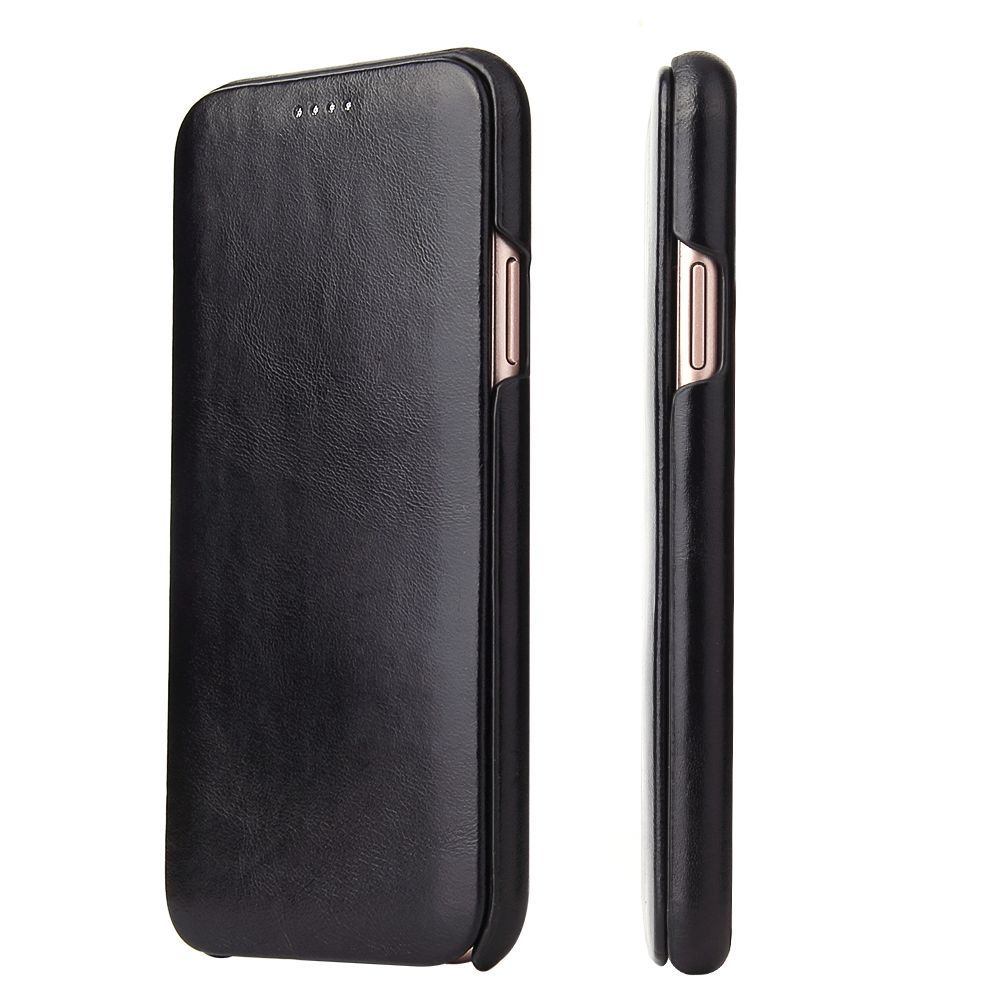 Black Fierre Shann Genuine Leather Flip iPhone X Case