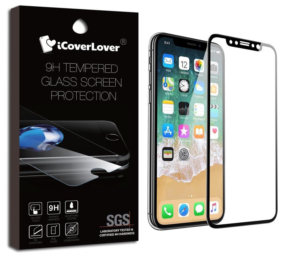 Black iPhone X Full Edge to Edge 3D Tempered Glass Screen Protector
