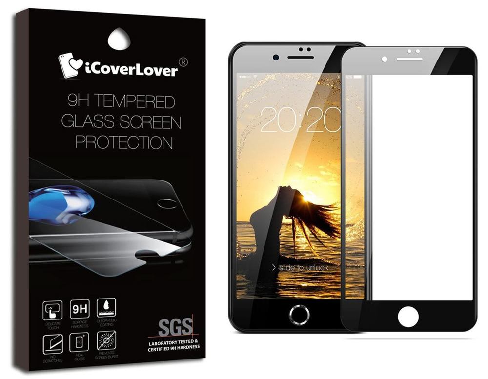 Black iPhone 8 & 7 Full Edge to Edge 3D Tempered Glass Screen Protector