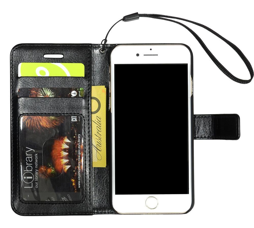 Black Luxury Wallet Leather iPhone 7 Case
