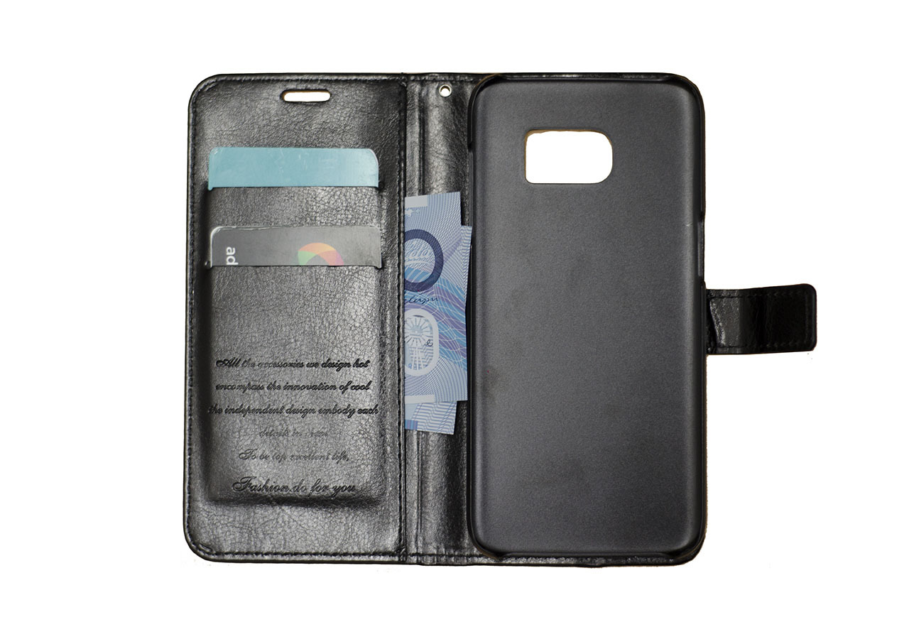 Black Luxury Wallet Leather Samsung Galaxy S7 Case