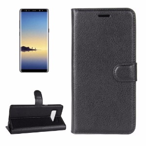 Black Lychee Leather Wallet Samsung Galaxy Note 8 Case