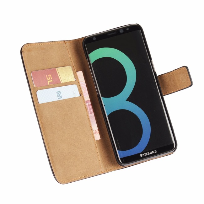 Black Slim Leather Wallet Samsung Galaxy S8 Case