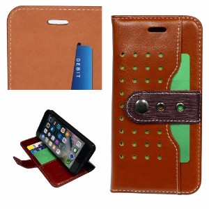 Brown Fierre Shann Buckle Leather Wallet iPhone 8 & 7 Case