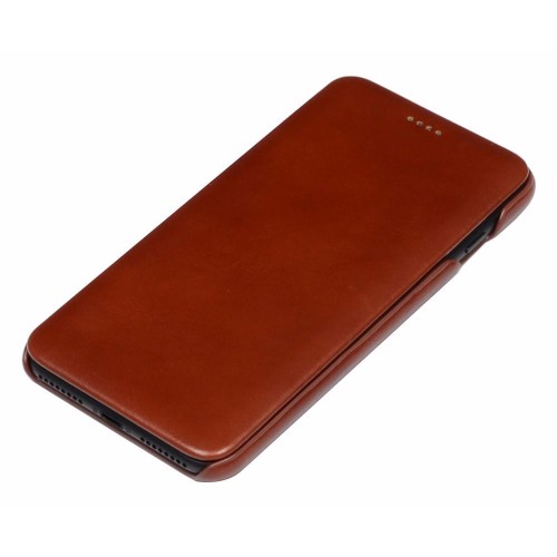 Brown Fierre Shann Genuine Leather Flip iPhone 7 PLUS Case