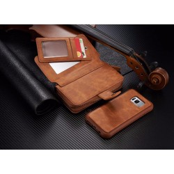 Brown Genuine Leather Zipper Wallet Detachable Samsung S8 Case