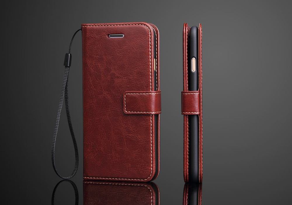 Brown Luxury Wallet Leather iPhone 8 & 7 Case