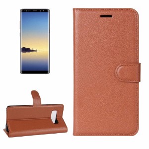 Brown Lychee Leather Wallet Samsung Galaxy Note 8 Case