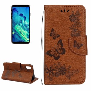 Brown Pressed Flowers Butterfly Leather Wallet iPhone 8 Case