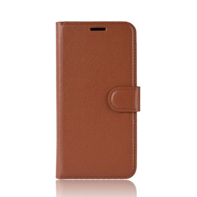 Google Pixel 4 XL Brown Lychee Textured PU Leather Case with 3 Card Slots, Cash Slot & Kickstand