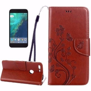 Coffee Butterflies Emboss Leather Wallet Google Pixel XL Case