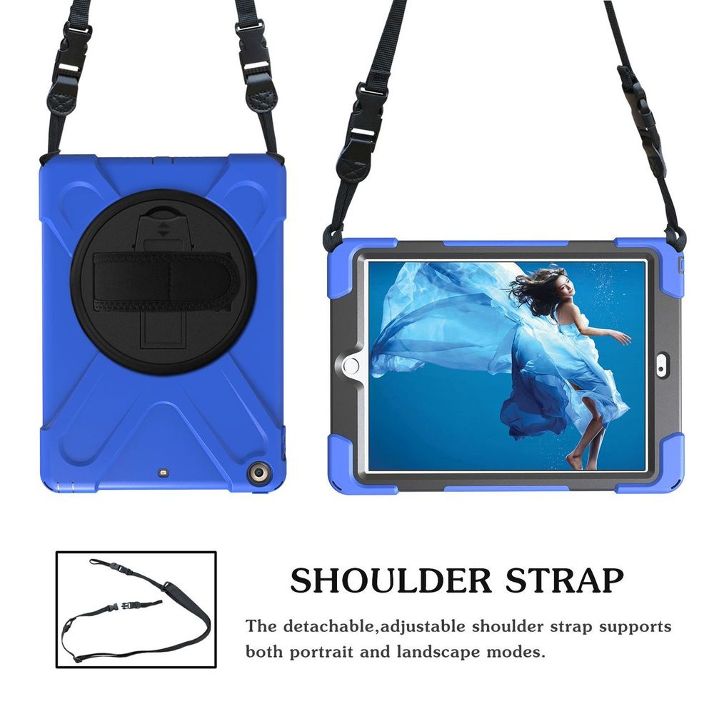 Dark Blue Shoulder & Hand-strap Armor iPad 2017, 2018 9.7-inch Case