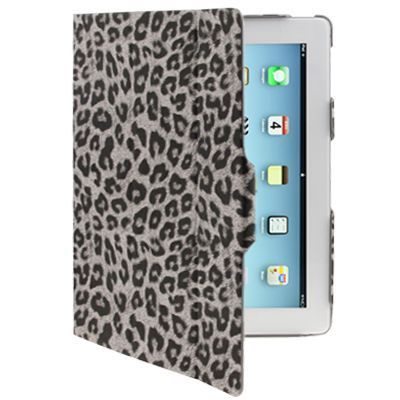 Dark Gray 3-Fold Leopard Pattern Leather iPad 2/3/4 Case