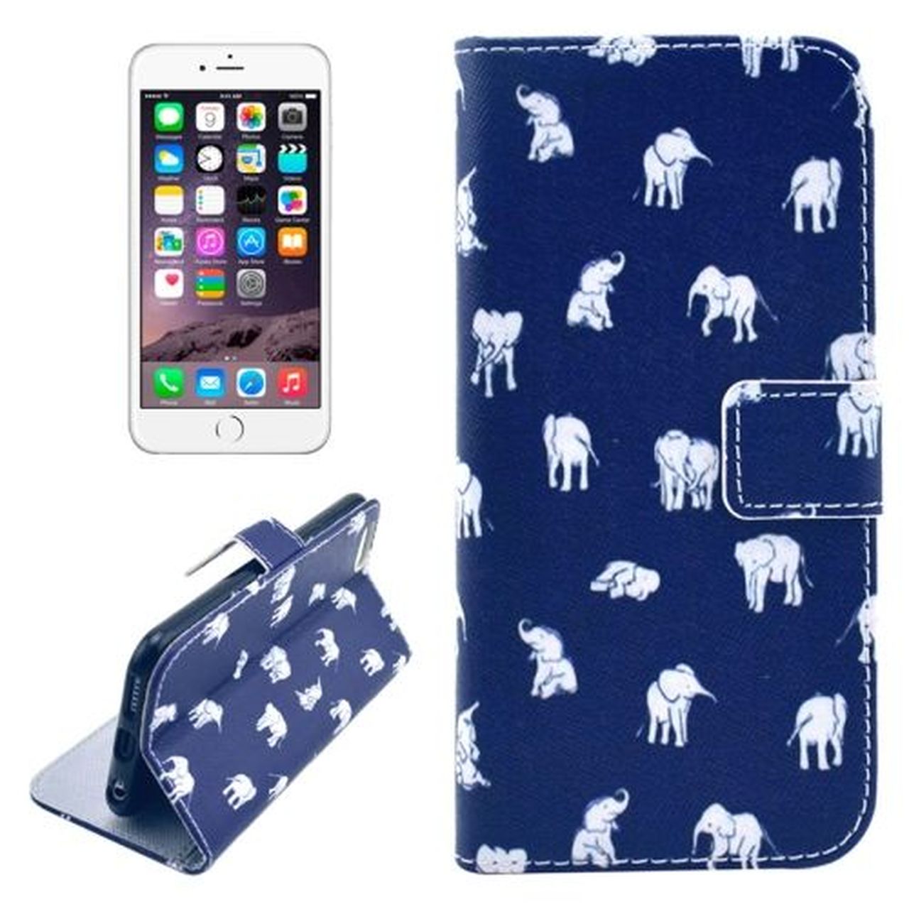 Elephant Pattern Leather Wallet iPhone 6 & 6S Case