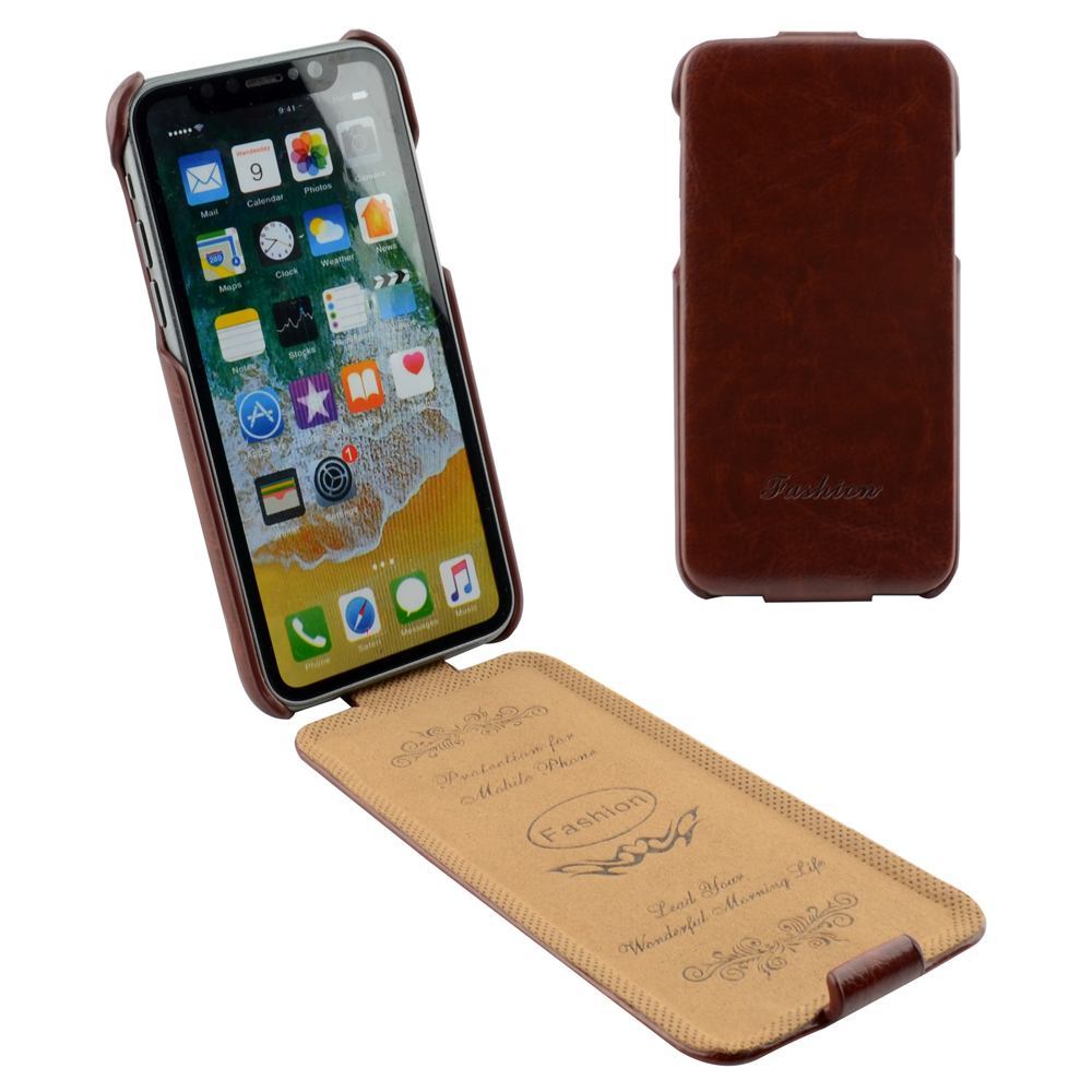 Fashion Brown Vertical Flip Phone Case