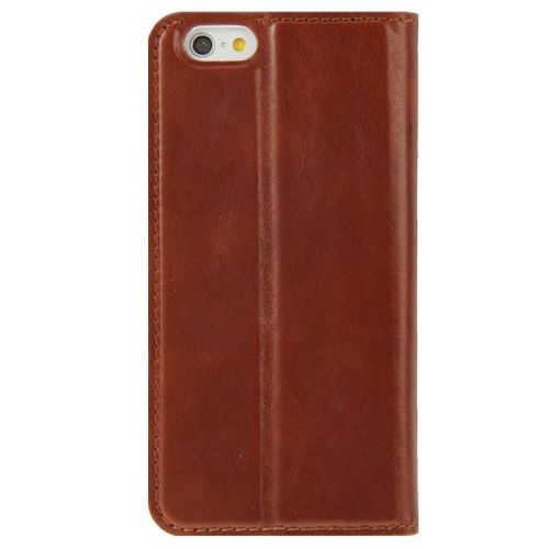 Fashion Brown Oil Wax Cowhide Genuine Leather Wallet iPhone 6 & 6S Case