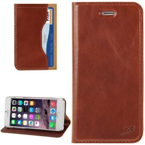 Fashion Brown Oil Wax Cowhide Genuine Leather Wallet iPhone 6 & 6S Case