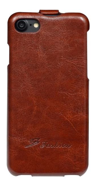 Fashion Brown Vertical Flip Genuine Cow Leather iPhone 7 Case