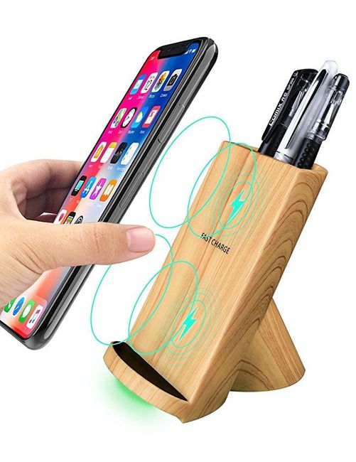 Wooden Texture Fast Wireless Charger iPhone XS & X, XS MAX, XR, iPhone 8/8+, Samsung Galaxy S9,S9+,S8,S8+, Note 9/8