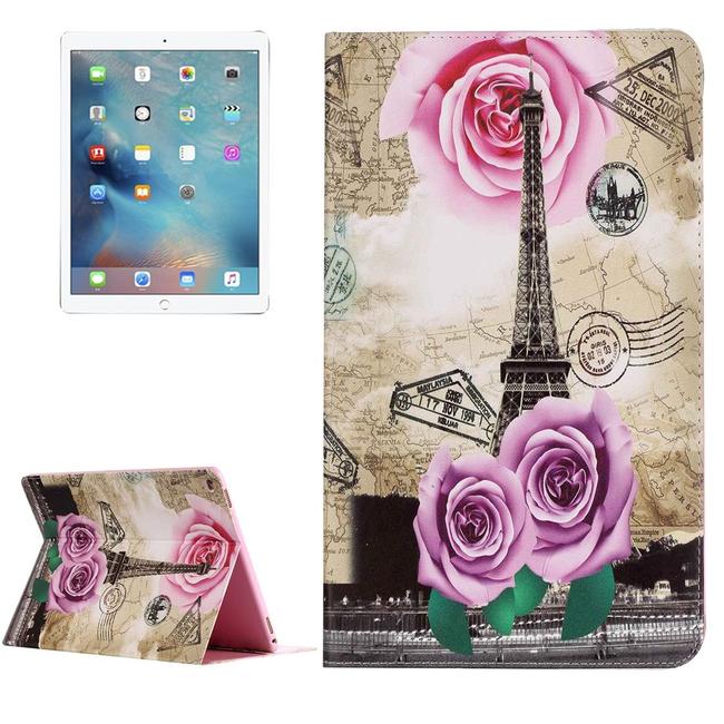 Flowery Eiffel Tower Leather iPad Pro 12.9 Inch Case