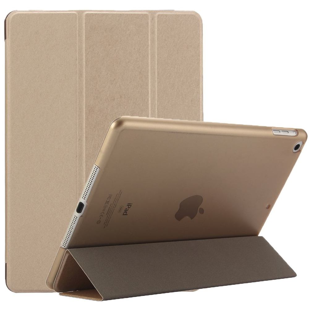 Gold Silk Textured 3-fold Leather iPad 2017, 2018 9.7-inch Case