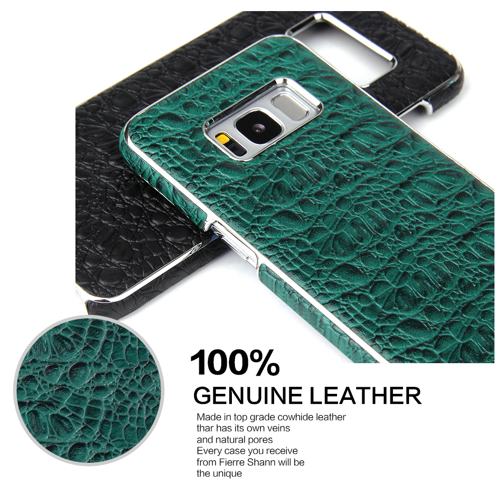 Green Fierre Shann Crocodile Electroplating Genuine Leather Samsung Galaxy S8 Case