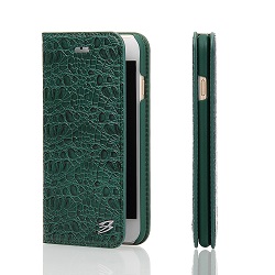 Green Fierre Shann Crocodile Genuine Cow Leather Wallet iPhone 6 & 6S Case