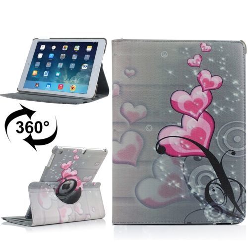 Hearts Rotatable Leather iPad Air Case