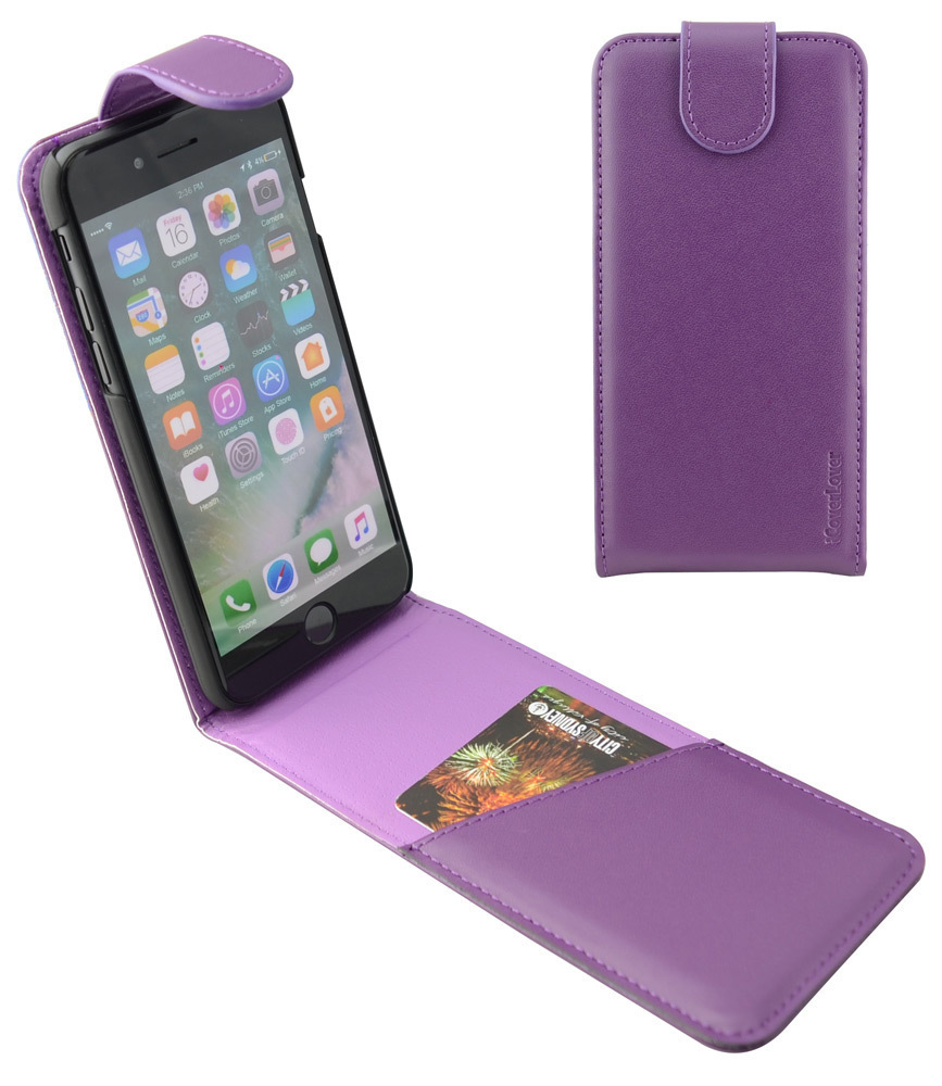 iCoverLover Purple Vertical Flip Genuine Leather iPhone 8 & 7 Case