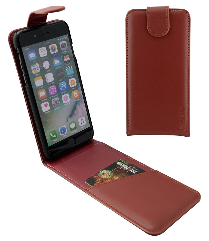 iCoverLover Reddish Brown Vertical Flip Genuine Leather iPhone 8 & 7 Case