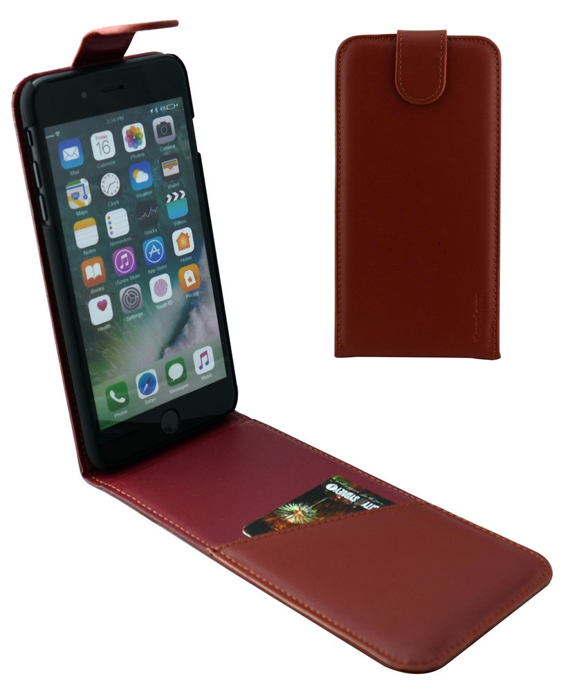 iCoverLover Reddish Brown Vertical Flip Genuine Leather iPhone 8 PLUS & 7 PLUS Case