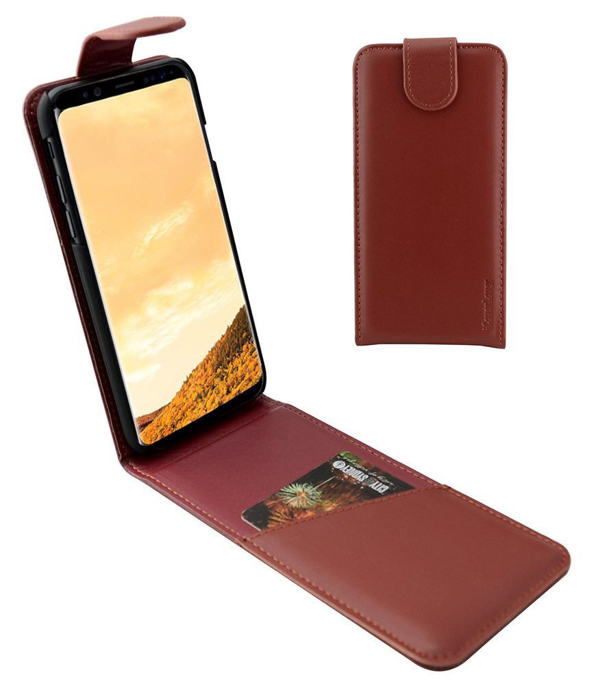 iCoverLover Reddish Brown Vertical Flip Genuine Leather Samsung Galaxy S8 Case