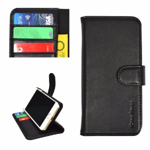 iCoverLover Black Real Top-grain Cow Leather Wallet iPhone 7 Case