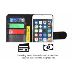 iCoverLover Black Real Top-grain Cow Leather Wallet iPhone 7 PLUS Case