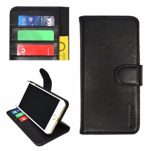 iCoverLover Black Real Top-grain Cow Leather Wallet iPhone 8 PLUS & 7 PLUS Case